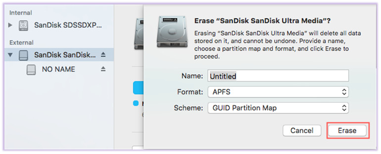 Format the inaccessible SD card