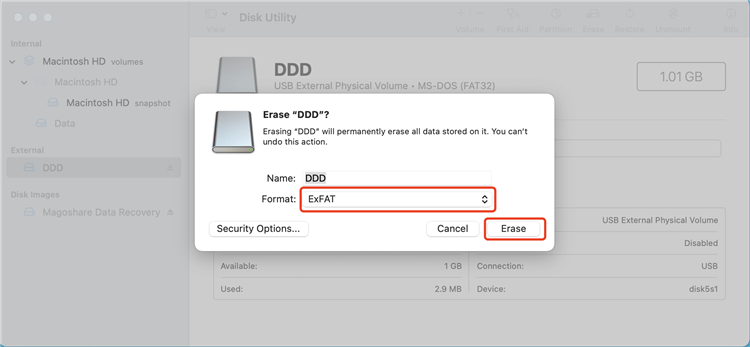 format usb flash drive to exfat