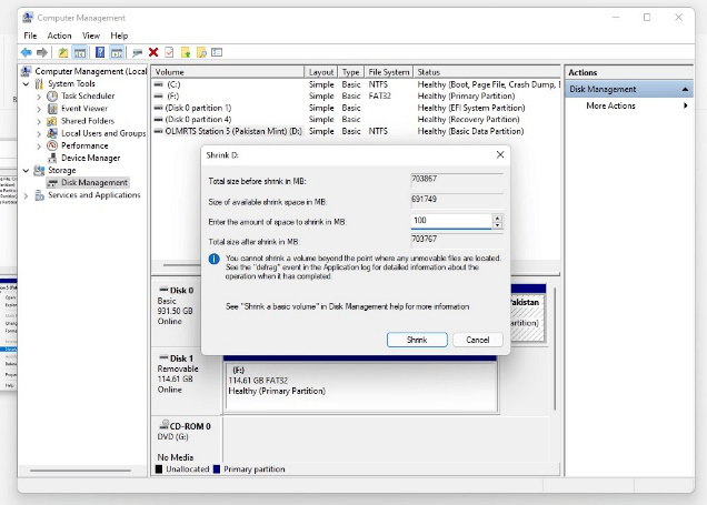 extend drive on Windows 11