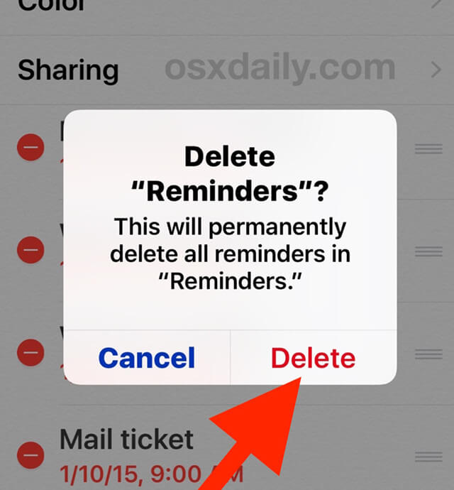 restore lost reminders on iPhone