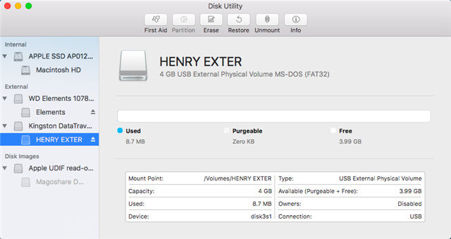 format hard drive/memory card/USB drive on macOS Catalina