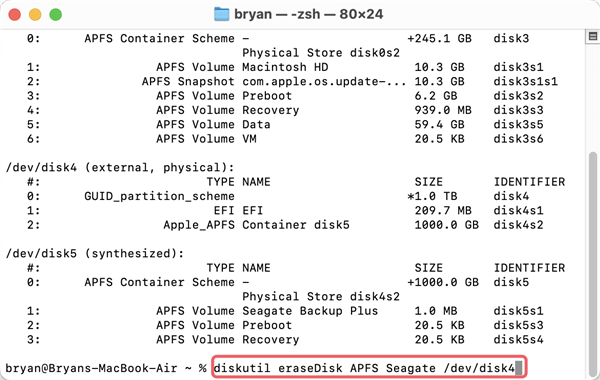 wipe hard drive on macOS Sequoia