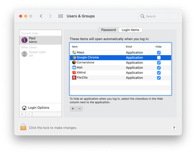 Remove some startup items