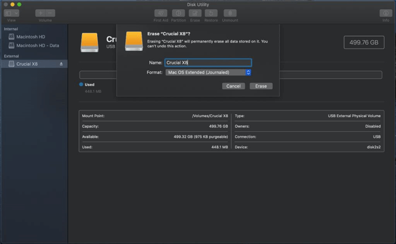 format Crucial X10 Pro Portable SSD