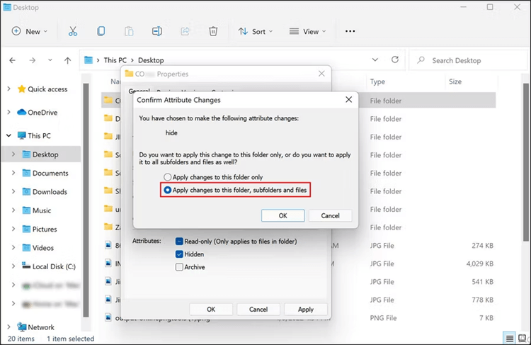 how to hide a folder in laptop windows 11