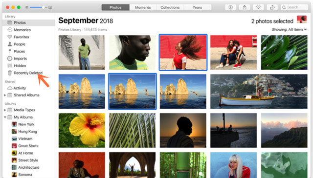 recover deleted photos in Photos in macOS Mojave