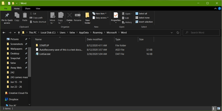 recover unsaved Word documents